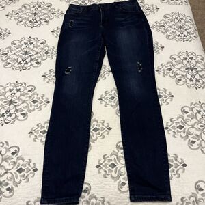 Cabi 3194 Curvy Skinny Dusk Destructed Jean Stretch Dark Wash Womens Jeans SZ 8